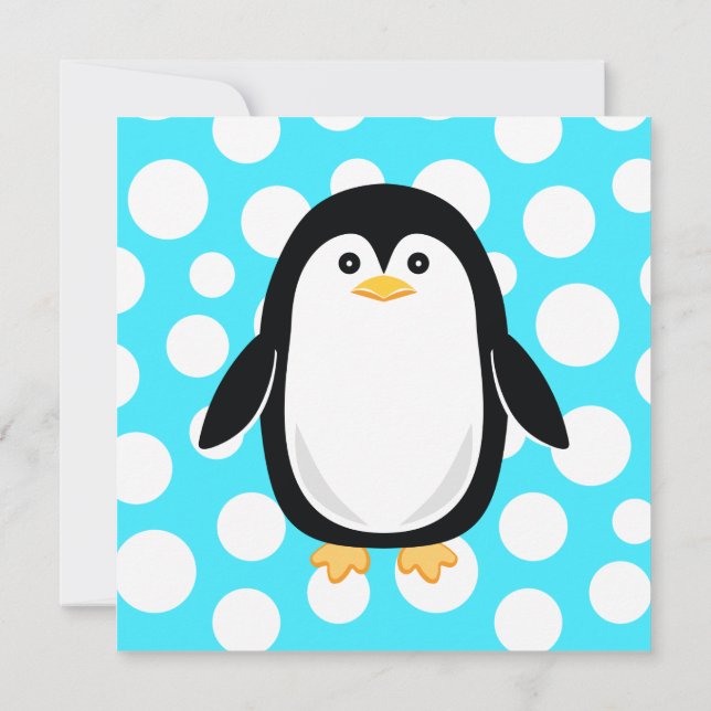 Cute Little Penguin Polka Dot Black Tie Party Inbjudningar (Baksida)