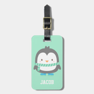 Cute Little Penguin Winter Kids Luggage Tagg Bagagebricka