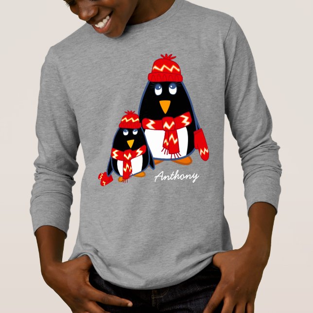 Cute Little Penguins | Anpassat namn Tröja (Framsida)