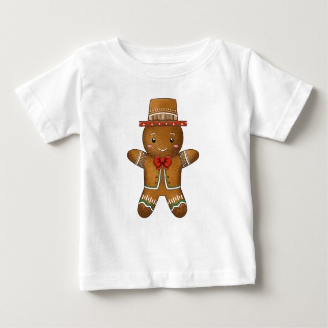 Cute Little Pepparkaksgubbe God jul T Shirt (Framsida)