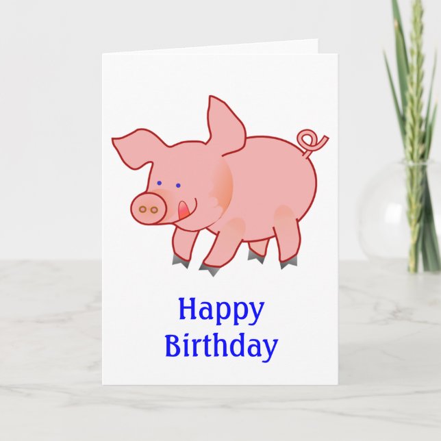 Cute Little Pig Birthday Kort (Framsida)