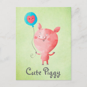 Cute Little Pig Vykort