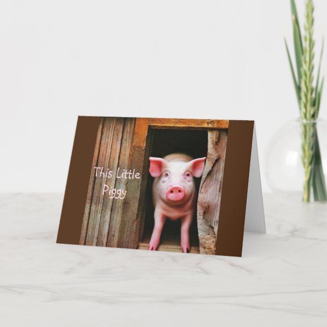 Cute Little Piggy Birthday Card Tack Kort (Framsida)