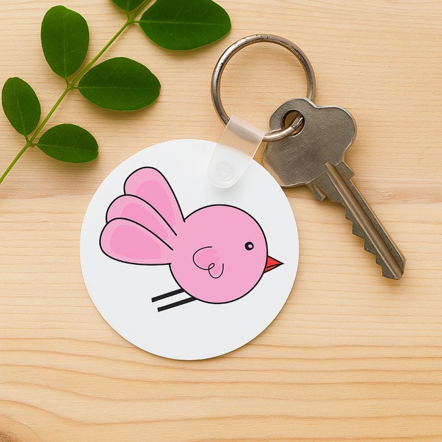 Cute Little Pink Bird Keychain Nyckelring (Skapare uppladdad)