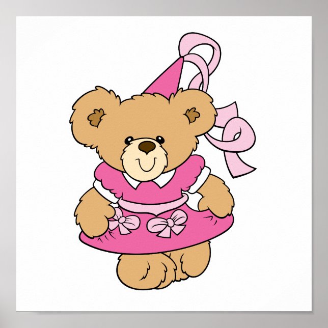 Cute Little Pink Princess Bear Poster (Framsidan)