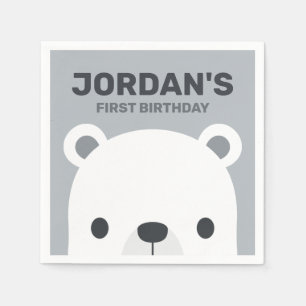 Cute Little Polar Bear Birthday Pappersservett