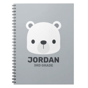 Cute Little Polar Bear med Personlig Namn Anteckningsbok