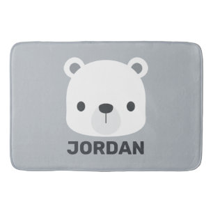 Cute Little Polar Bear med Personlig Namn Badrumsmatta