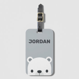 Cute Little Polar Bear med Personlig Namn Bagagebricka