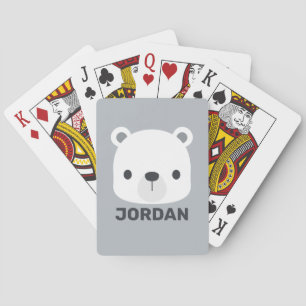 Cute Little Polar Bear med Personlig Namn Casinokort