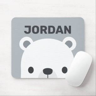Cute Little Polar Bear med Personlig Namn Musmatta