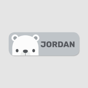Cute Little Polar Bear med Personlig Namn Namnbricka