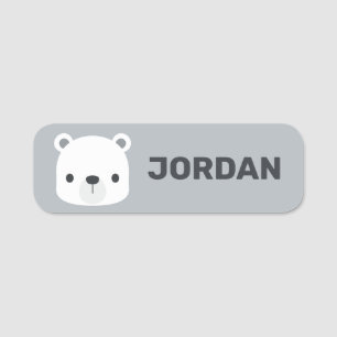 Cute Little Polar Bear med Personlig Namn Namnbricka