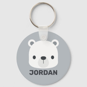 Cute Little Polar Bear med Personlig Namn Nyckelring