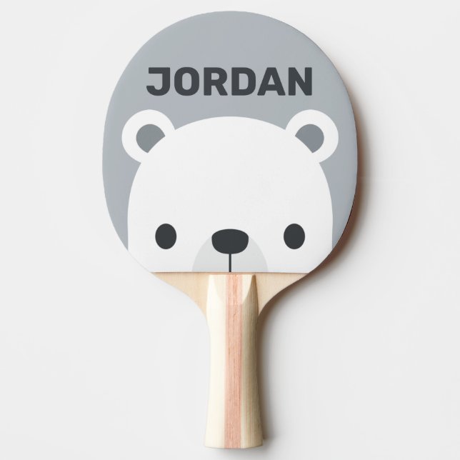 Cute Little Polar Bear med Personlig Namn Pingisracket (Framsidan)