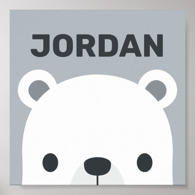 Cute Little Polar Bear med Personlig Namn Poster (Framsidan)