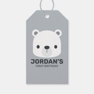 Cute Little Polar Bear med Personlig Namn Presentetikett