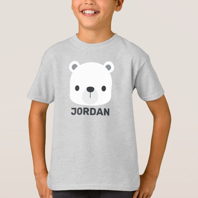 Cute Little Polar Bear med Personlig Namn T Shirt (Framsida)