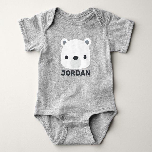 Cute Little Polar Bear med Personlig Namn T Shirt (Framsida)