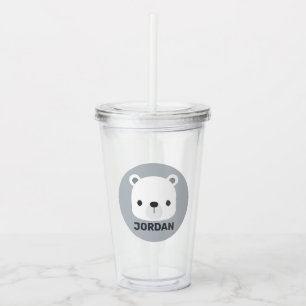 Cute Little Polar Bear med Personlig Namn Take Away Mugg