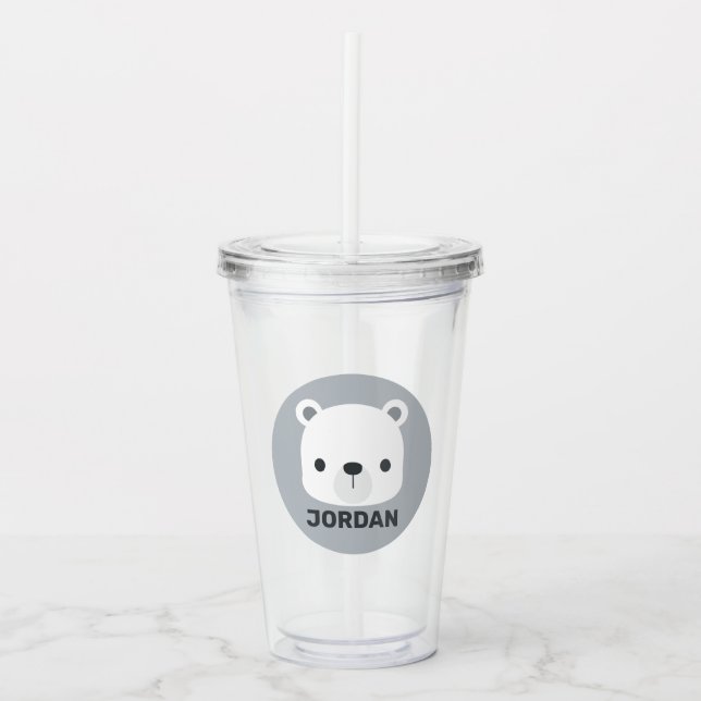 Cute Little Polar Bear med Personlig Namn Take Away Mugg (Framsida)