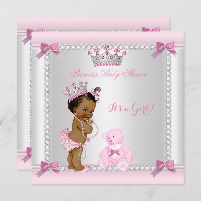 Cute Little Princess Baby Shower Girl Ethnic Inbjudningar (Fram/baksida)