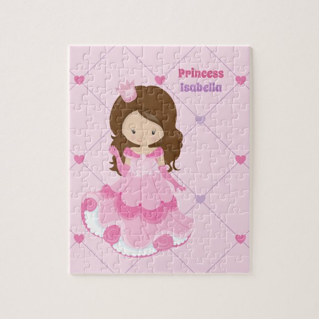 Cute Little Princess Girl Anpassningsbar Rosa Pussel (Vertikal)