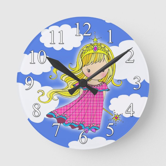 Cute Little Princess Girls Clock Rund Klocka (Framsida)