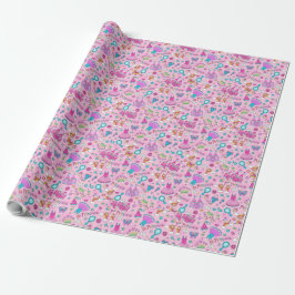 Cute Little Princess Rosa Seamless Mönster Presentpapper