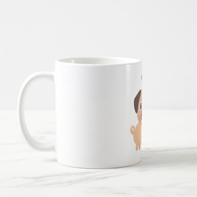 Cute Little Pug med Santa Hat Kaffemugg (Vänster)