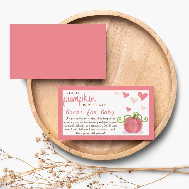 Cute Little Pumpkin Baby Shower Book Request Tilläggskort (Skapare uppladdad)