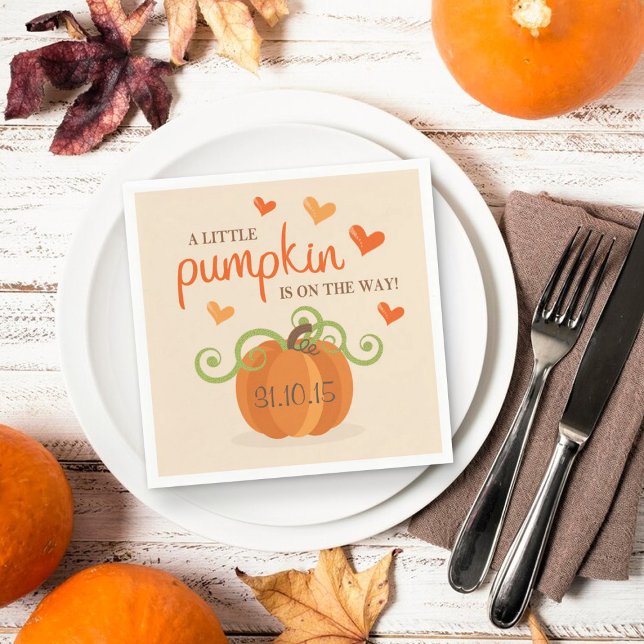 Cute Little Pumpkin Baby Shower Napkins Pappersservett (Skapare uppladdad)