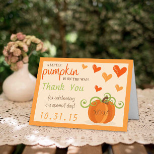 Cute Little Pumpkin Baby Shower Tack du Cards Kort