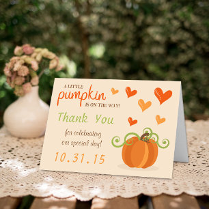 Cute Little Pumpkin Baby Shower Tack du Cards Kort