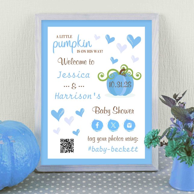 Cute Little Pumpkin Baby Shower Welcome Sign  Poster (Skapare uppladdad)