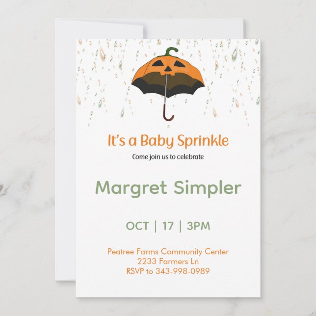 Cute Little Pumpkin Baby Sprinkle Inbjudningar (Framsida)