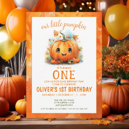 Cute Little Pumpkin Birthday Party Invitation Inbjudningar