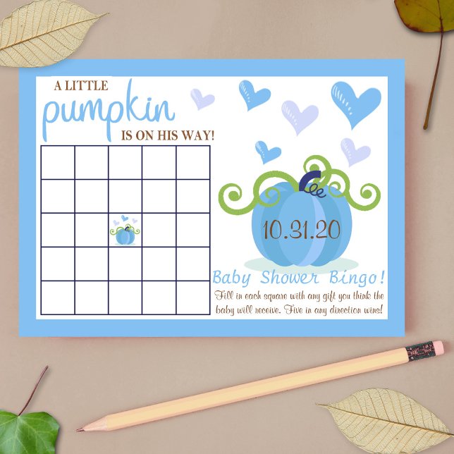 Cute Little Pumpkin Boys Baby Shower Bingo Cards Inbjudningar (Skapare uppladdad)