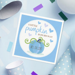 Cute Little Pumpkin Boys Baby Shower Pappersservett