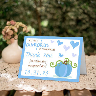 Cute Little Pumpkin Boys Baby Shower Tack Kort