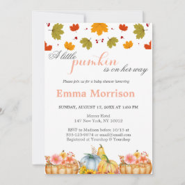 Cute Little Pumpkin Fall Baby Shower Inbjudningar
