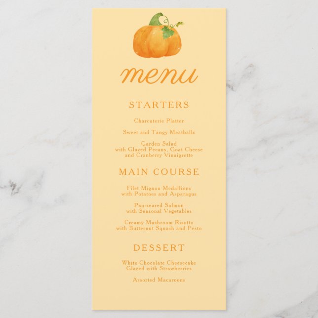 Cute Little Pumpkin Fall Baby Shower Meny (Framsida)