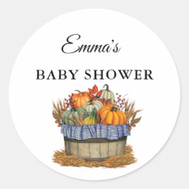Cute Little Pumpkin Fall Baby Shower Runt Klistermärke