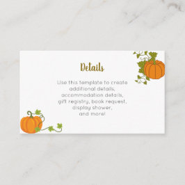 Cute Little Pumpkin Fall Baby Shower Tilläggskort
