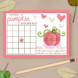 Cute Little Pumpkin Girls Baby Shower Bingo Cards Inbjudningar