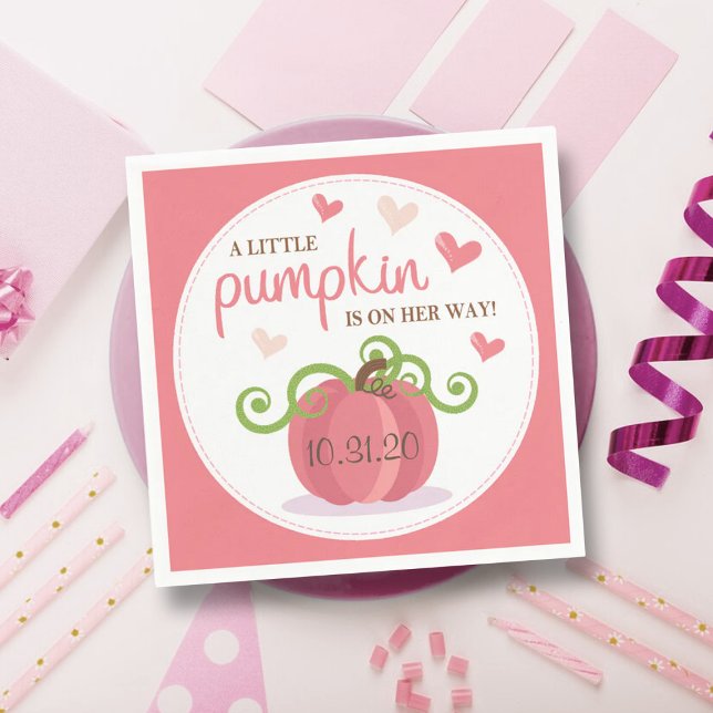 Cute Little Pumpkin Girls Baby Shower Pappersservett (Skapare uppladdad)