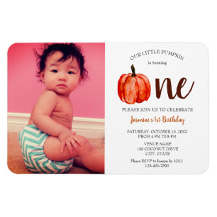 Cute Little Pumpkin-inbjudan på födelsedagen Magnet