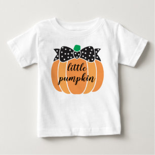 Cute Little Pumpkin med Bow Halloween-födelsedagen T Shirt