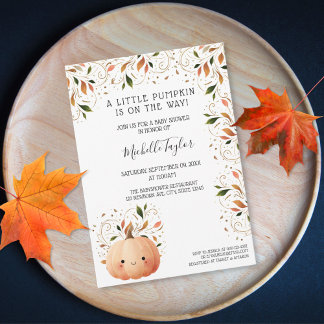 Cute Little Pumpkin på Way Fall Baby Shower Inbjudningar