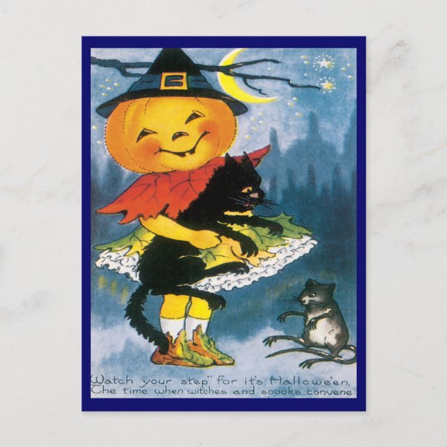 Cute Little Pumpkin Vintage Postcard Vykort (Framsida)
